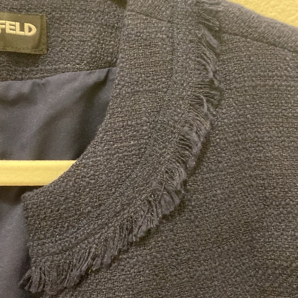 KARL LAGERFELD Women's Tweed Open Front Jacket navy - Picture 5 of 9